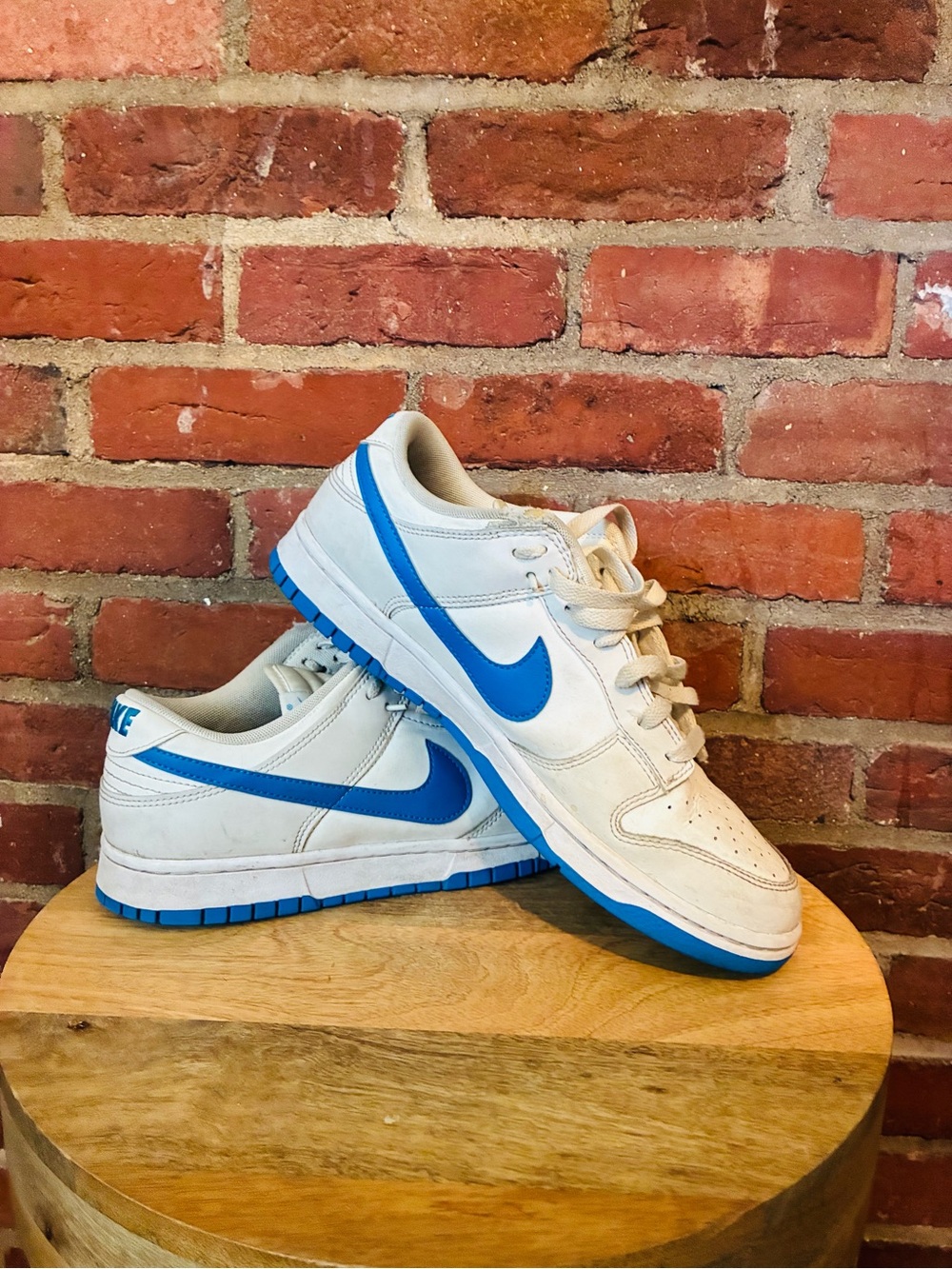 Nike Men’s Low-Top Sneakers — White with Blue Swoosh